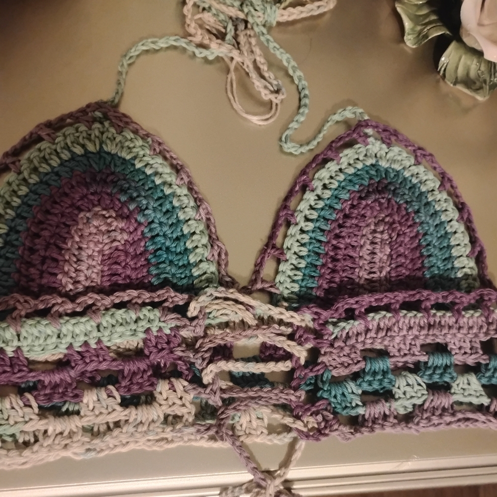 Multicolor Crochet Halter Top - Picture 6 of 14